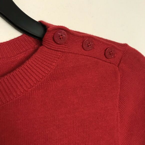 Nautica Red Sweater With Blue Stripes On Cuffs - Size Small - Shoulder Buttons - Picture 3 of 6